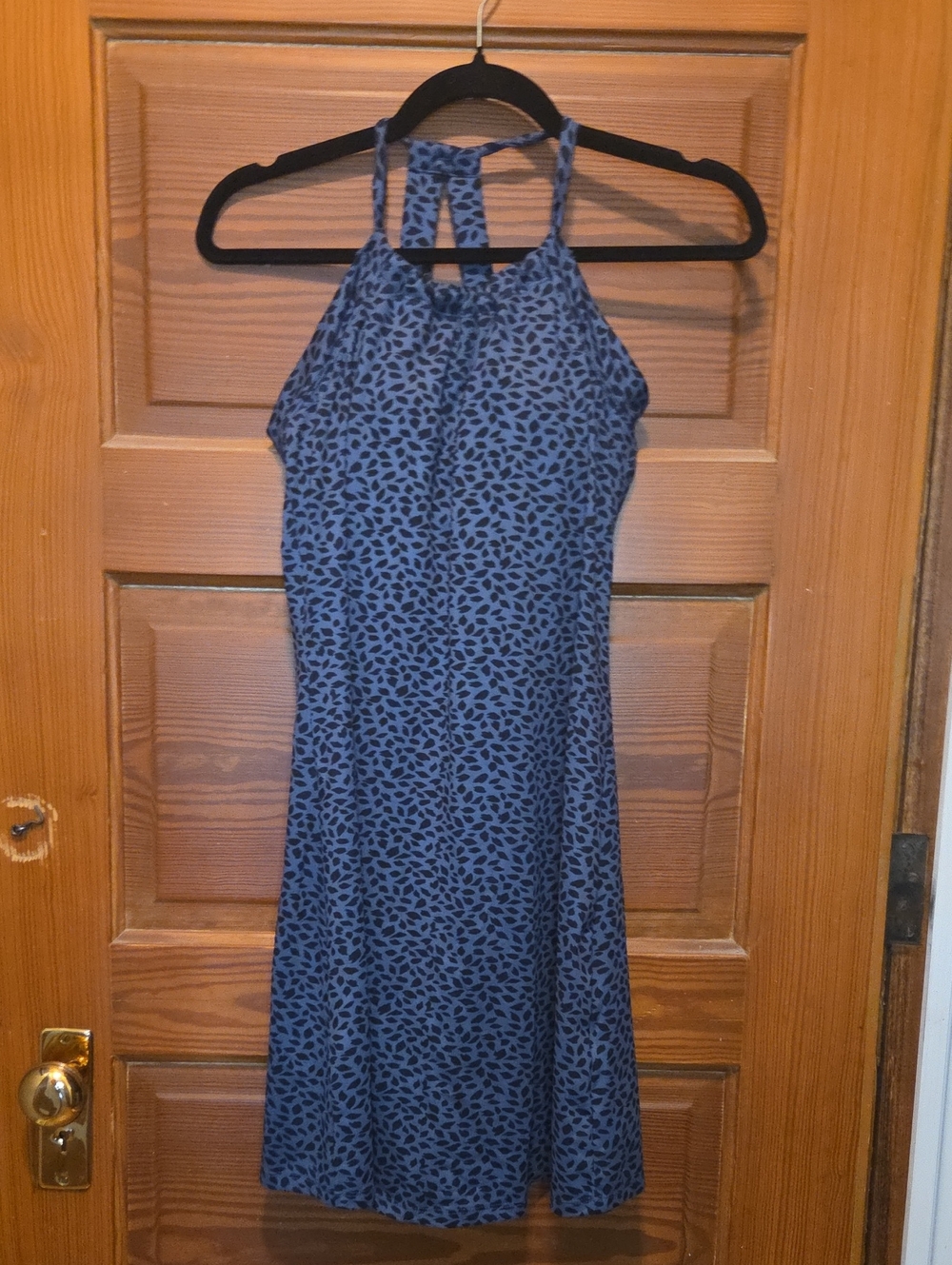 Eddie Bauer Blue Printed Halter Midi Dress